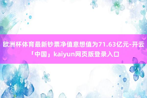 欧洲杯体育最新钞票净值意想值为71.63亿元-开云「中国」kaiyun网页版登录入口